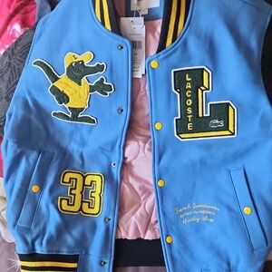 Lacoste Blue and Yellow Letterman Jacket